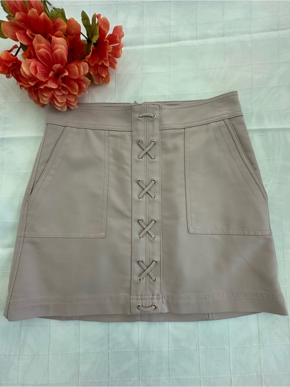 EXPRESS LACE -Up Mini Skirt in Mauve Pink. Never Worn